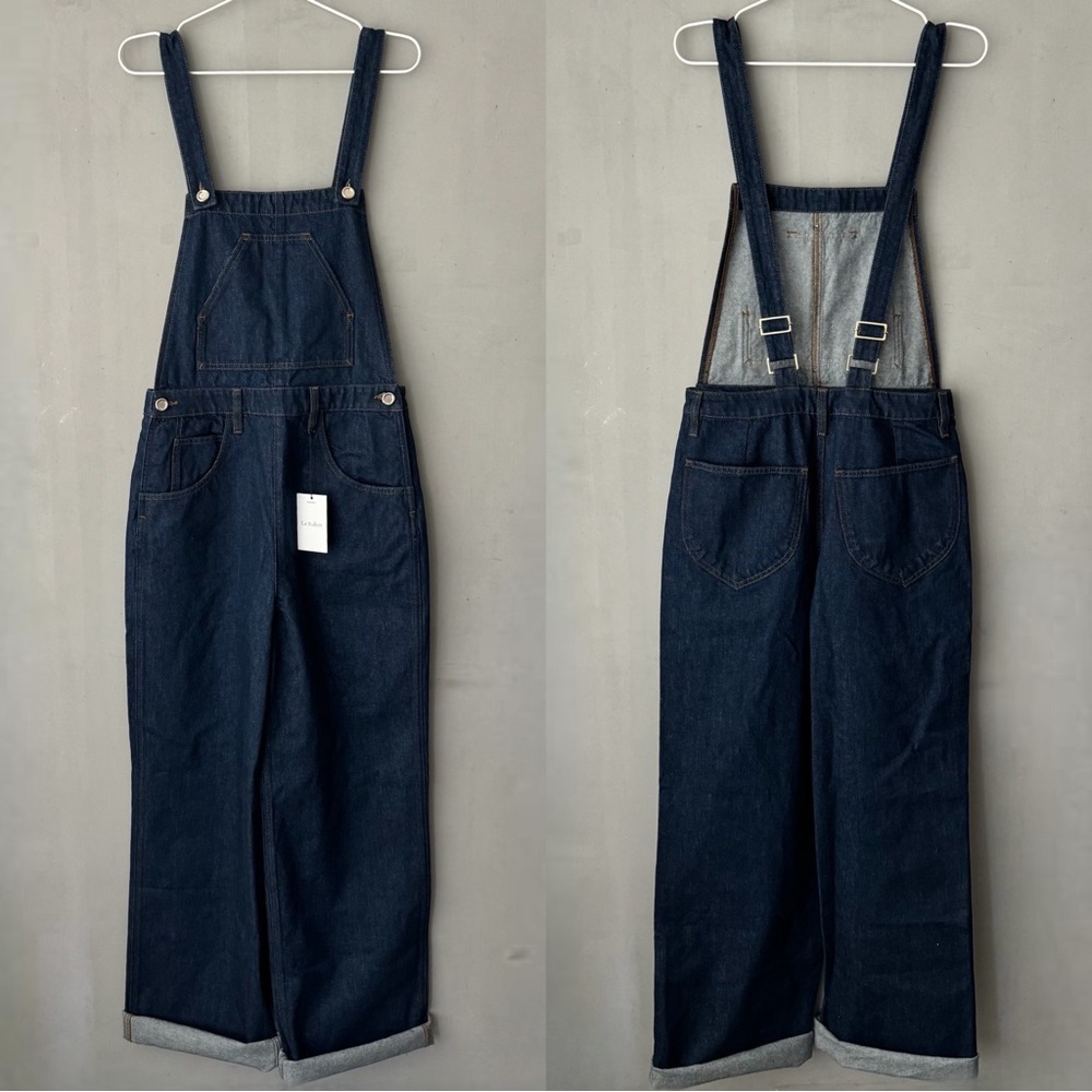 FRAME Le Italian Wide Leg Denim Overalls - Picture 3 of 13